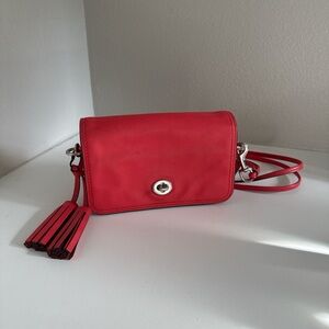 Vintage Coach Legacy Leather coral pink Penny Crossbody Purse